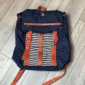 435 By Matilda Jane Girls Make Believe A+ Backpack Navy White Polka Dot Buckle M